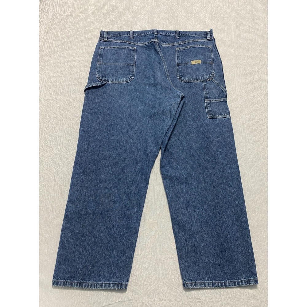 Wrangler Carpenter Jeans Mens 42x30 Blue Denim Utility Work Pants Hammer Loop